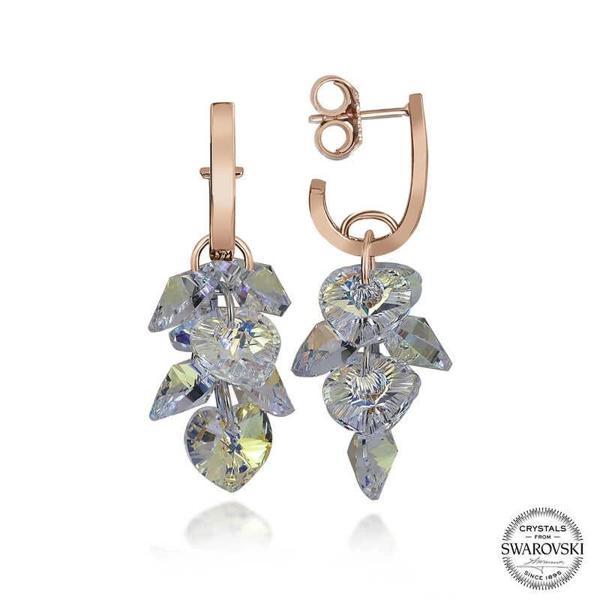 Supertrend Swa Crystal Taşlı Gümüş Kalp Salkım Sallantılı Çivili Kadın Küpe - Image 1