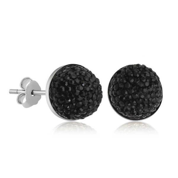 Supertrend Gümüş Siyah Kristal Çivili Kadın Küpe - Image 1