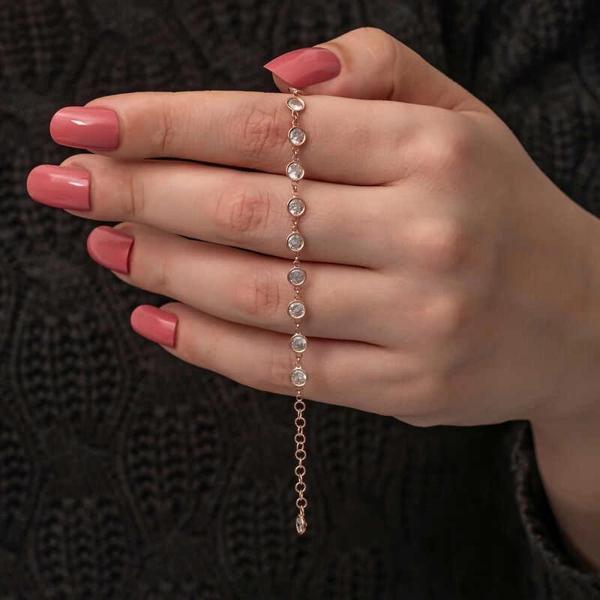 Supertrend Gümüş Rose Beyaz Taşlı Kadın Bileklik - Image 1