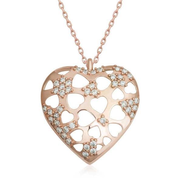 Supertrend Gümüş Rose Bombeli Kalp Kadın Kolye - Image 1