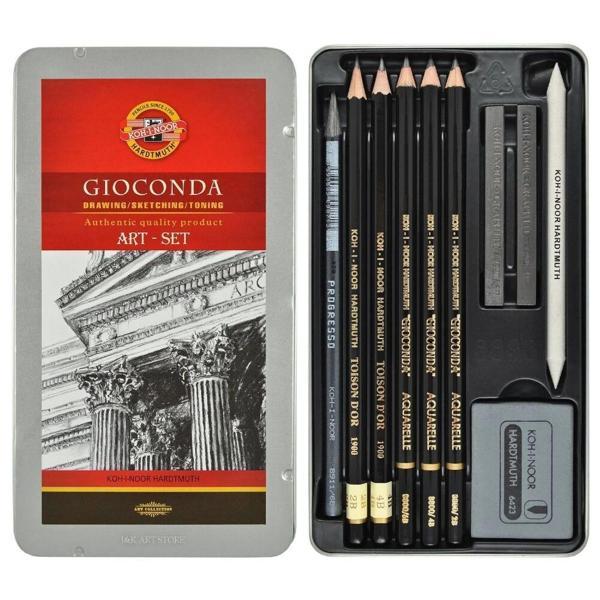 Supertrend Gioconda Art Set Karakalem Eskiz Çizim Seti 10 Parça Metal Kutu - Image 1