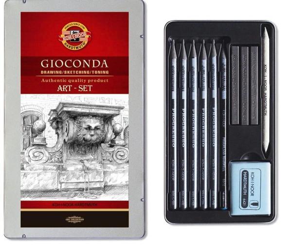 Supertrend Gioconda Art Set Karakalem Eskiz Çizim Seti 11 Parça Metal Kutu - Image 1