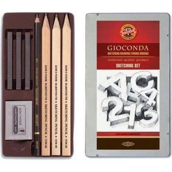 Supertrend Gioconda Sketching Set Yassı Uçlu Karakalem Eskiz Çizim Seti Metal Kutu - Image 1