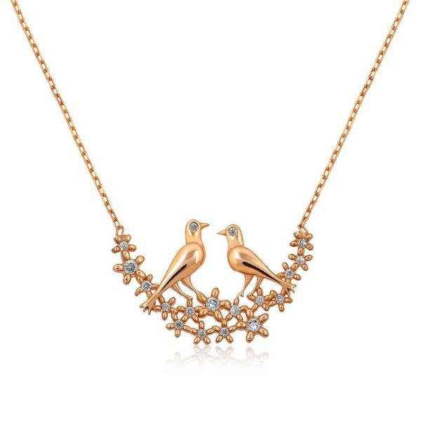 Supertrend Gümüş Rose Çifte Kumrular Bayan Kolye - Image 1