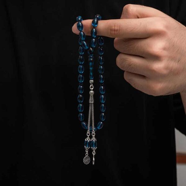 Supertrend Gümüş Püskül Sıkma Kehribar Tesbih - Image 1