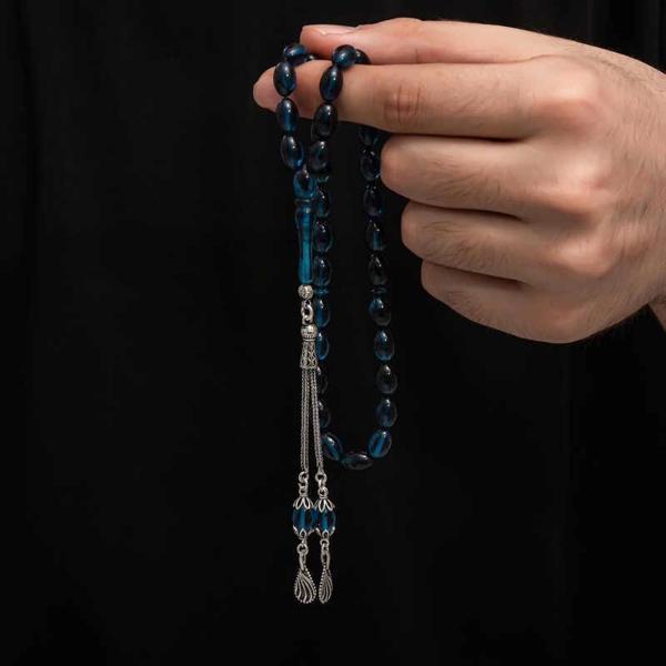 Supertrend Gümüş Püskül Sıkma Kehribar Tesbih - Image 1