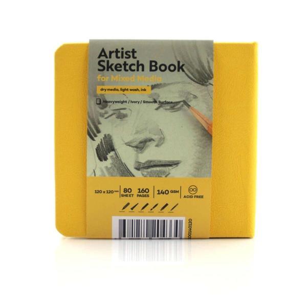 Supertrend Sketchbook Sert Kapak Eskiz Çizim Defteri 140 gr. 12x12 cm. 80 yp. SARI - Image 1