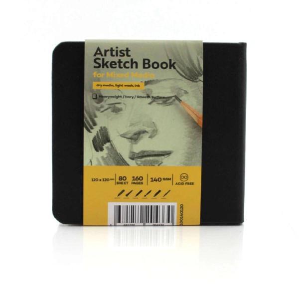 Supertrend Sketchbook Sert Kapak Eskiz Çizim Defteri 140 gr. 12x12 cm. 80 yp. SİYAH - Image 1