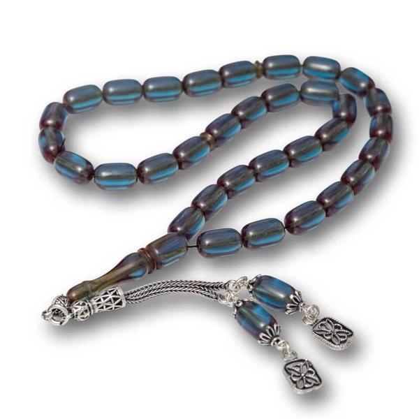 Supertrend Gümüş Püsküllü Kapsül Kesim Sıkma Kehribar Tesbih - Image 1