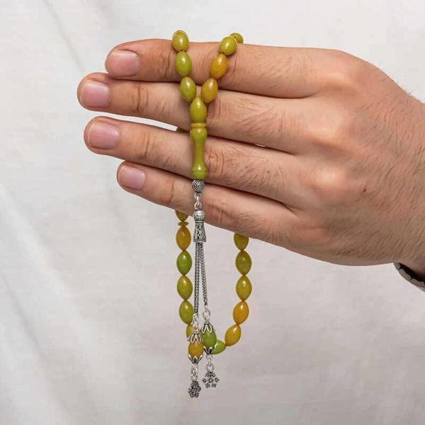 Supertrend Gümüş Püsküllü Sıkma Kehribar Tesbih - Image 1