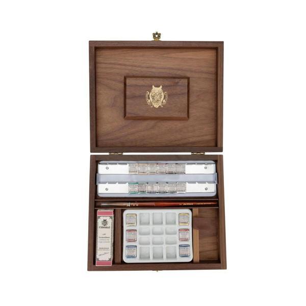 Supertrend Horadam Aquarell Taş Tablet Sulu Boya Seti Özel Üretim Retro Yarım Tablet 18 Renk Ahşap K - Image 1