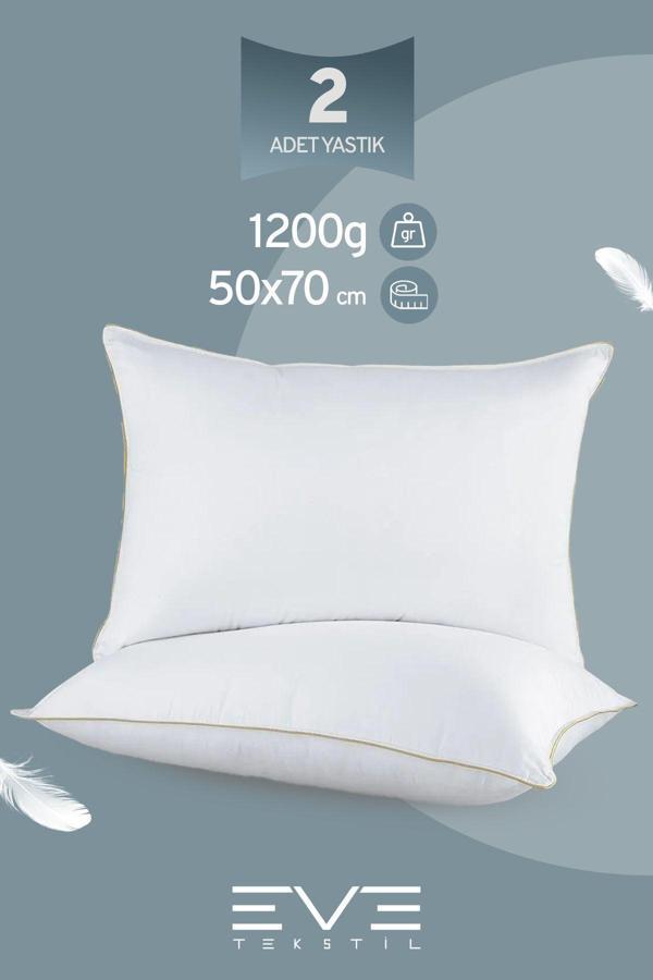 2 Adet Yellow Dream Serisi Fermuarlı Antialerjik Silikon Elyaf Dolgulu Yastık 50x70cm 1200gr - Image 1