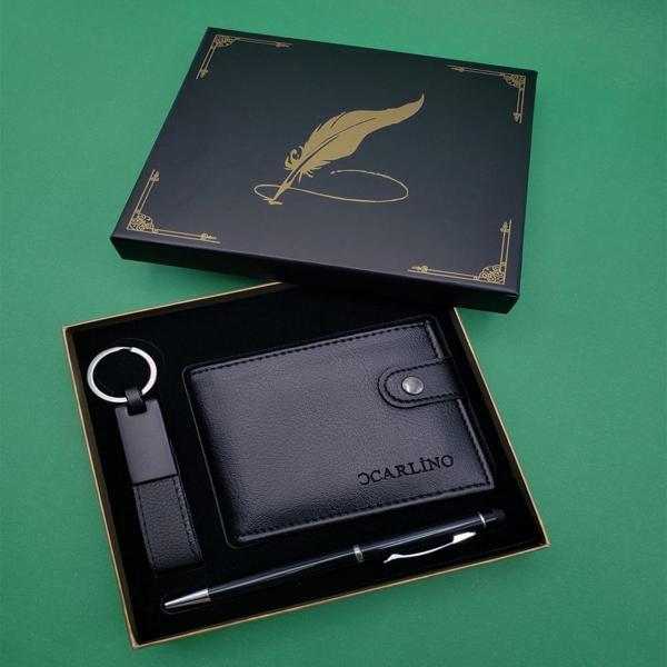 Tükenmez Kalem Cüzdan ve Anahtarlık Siyah - Image 1