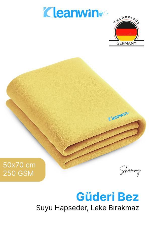 Kleanwin Shammy Gold Güderi Bez 50X70 Cm 240 Gsm | Premium Oto Kurulama Bezi, Ultra Emici Araç Ve Ev Cam Bezi - Image 1