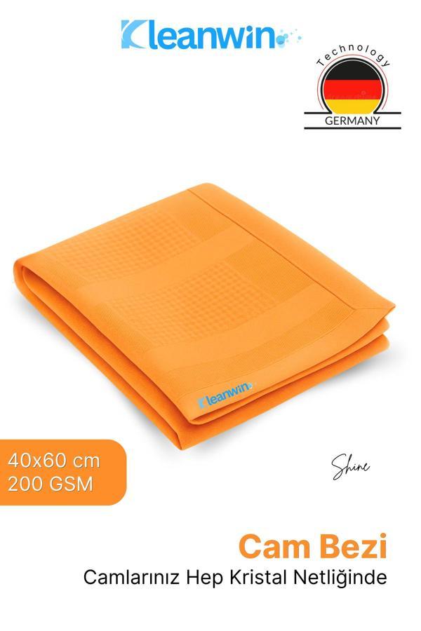 Kleanwin Shine 40X60Cm Mikrofiber Cam Bezi Turuncu – Ev Ve Araç Cam Temizlik Bezi, İz Bırakmaz Mikrofiber Bez - Image 1