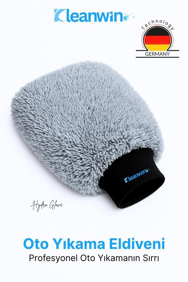 Kleanwin Hydroglove Mikrofiber Gri Oto Yıkama Eldiveni | Sünger Dolgulu, Emici Araç Temizlik Ve Cila Eldiveni - Image 1