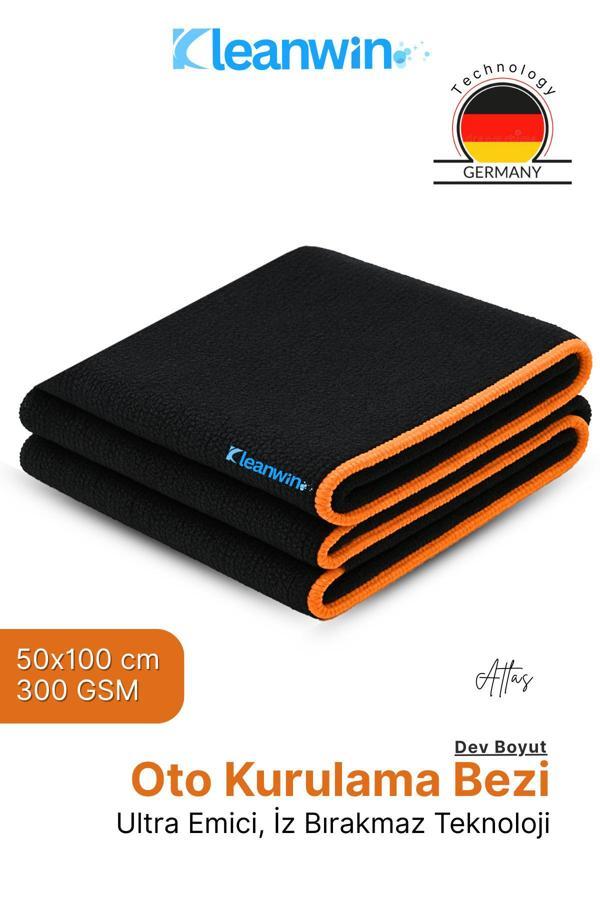 Kleanwin Atlas 50X100 Cm 300 Gsm Premium Mikrofiber Araç Kurulama Bezi – Ultra Emici Maxi Boy Oto Havlu - Image 1