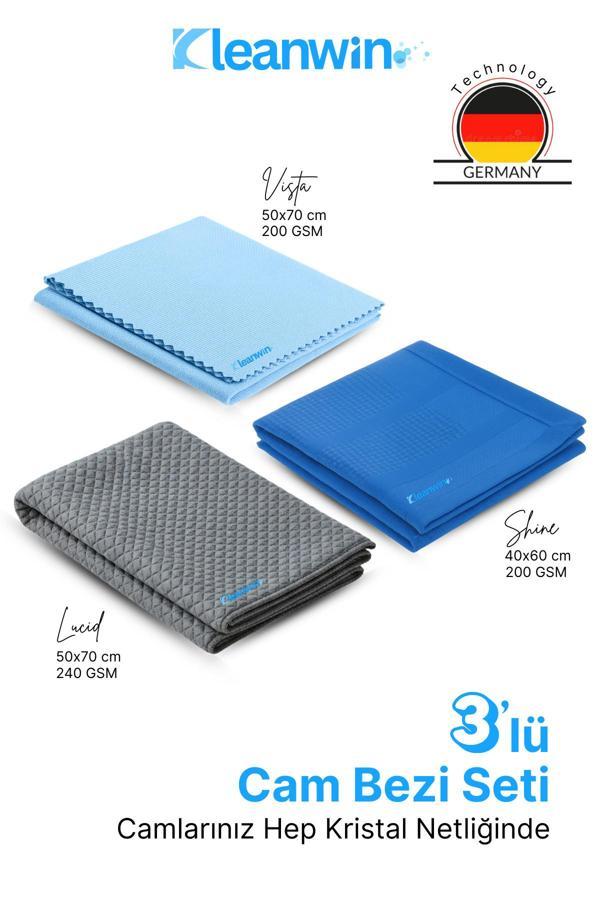 Kleanwin 3’Lü Mikrofiber Cam Bezi Seti | Sihirli Cam Bezi + Araba Cam Bezi + İz Bırakmayan Cam Temizlik Bezi - Image 1