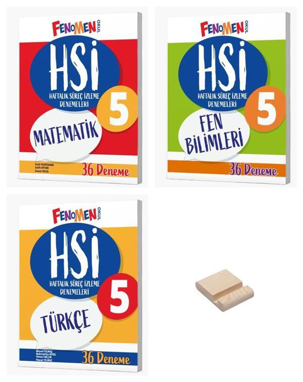 Fenomen 5. Sınıf Matematik Fen ve Türkçe Haftalık Süreç İzleme Denemeleri 3lü Set + Telefon Standı  - Image 1