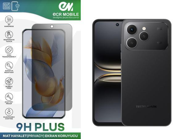 Tecno Spark 40 ile Uyumlu Ekran Koruyucu 9H Esnek Nano Kırılmayan MAT HAYALET(Privacy) - Image 1