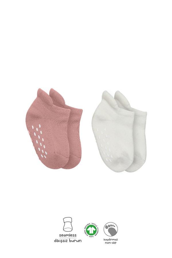 Bistyle 2'Li Altı Havlu Sneakers Kaymaz Çorap 20501 Ekru Pudra - Image 1