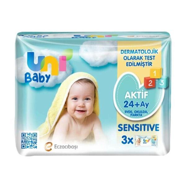 Uni Baby Aktif Sensitive Islak Havlu Mendil 3Lü 156 Yaprak - Image 1