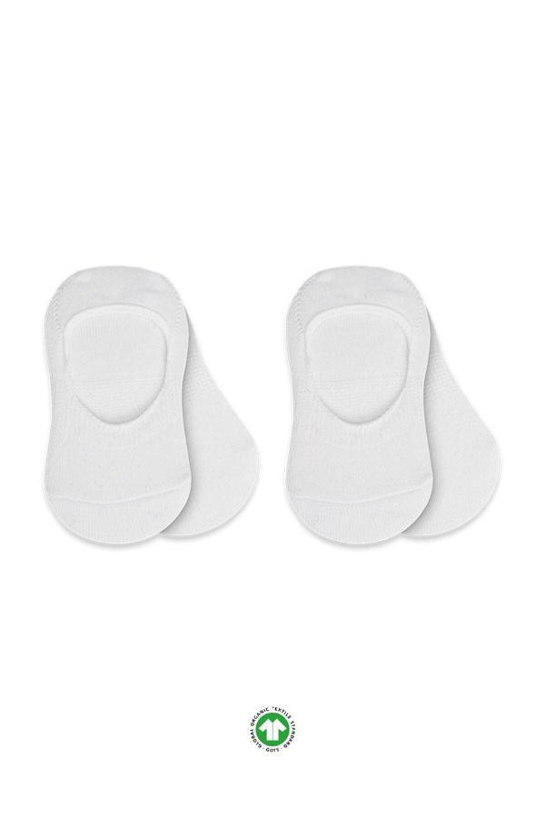 Bistyle 2'Li Penye Babet Silikonlu Basic Çorap 30104 Beyaz Beyaz - Image 1