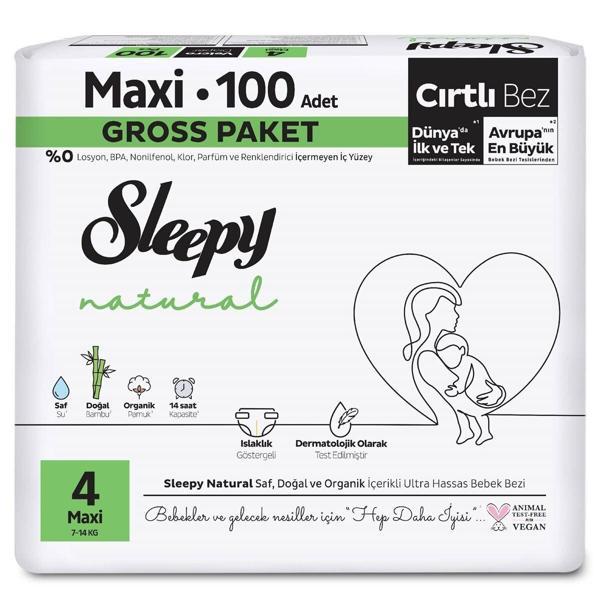 Sleepy Natural Bebek Bezi Gross Paket 4 Beden 7-14 Kg 100 Adet - Image 1