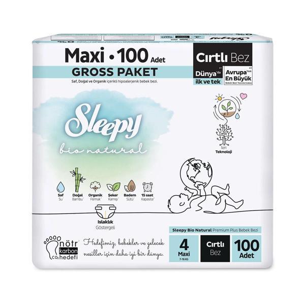 Sleepy Bio Natural Bebek Bezi Gross Paket 4 Beden 100 Adet - Image 1