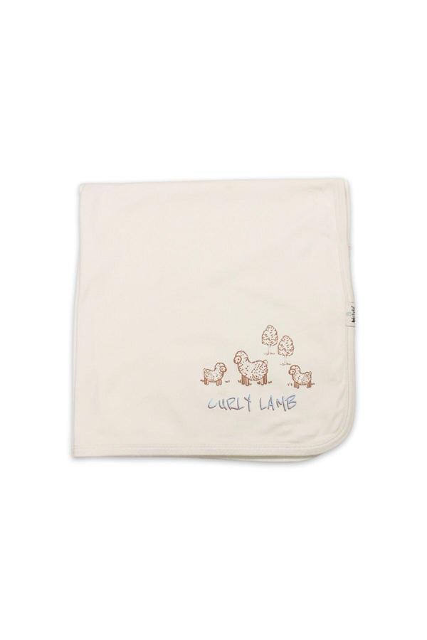Bistyle Curly Lamb Penye Battaniye 70109 Bej Mavi Ekru - Image 1