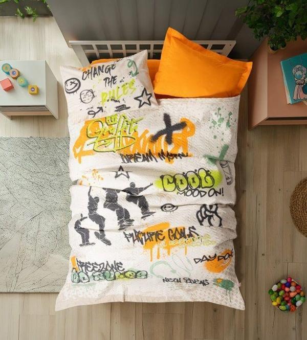 Cotton Box Genç Complete Set Tek Kişilik Graffiti Oranj - Image 1