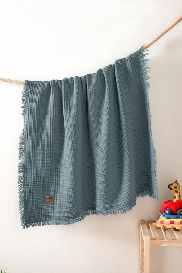 Kanz Bebek 4 Kat Müslin Örtü Knz-027 İndigo - Image 1