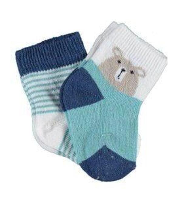 Bibaby Biorganic Hello Teddy Bear 2'Li Kız Çorap 68404 Yeşil - Image 1