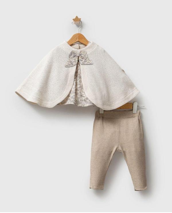 Tongs Baby Trikolu Çiçek Pançolu 3'lü Takım 8024 Ekru - Image 1