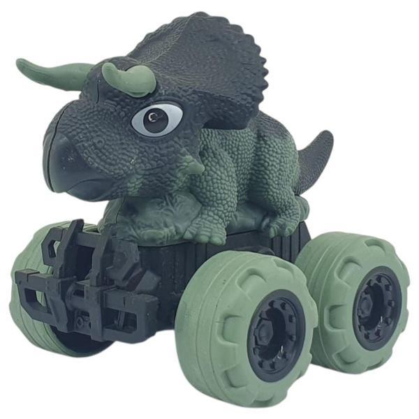 Sürtmeli Dinazor Arabalar 12 cm - H-20 - Triceratops - Yeşil - Image 1