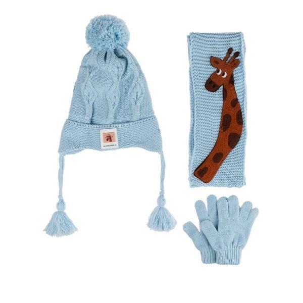 Kitti Bebe Erkek Atkı Bere Eldiven Takım (1-4 Yaş) K24160-09 Açık Mavi - Image 1