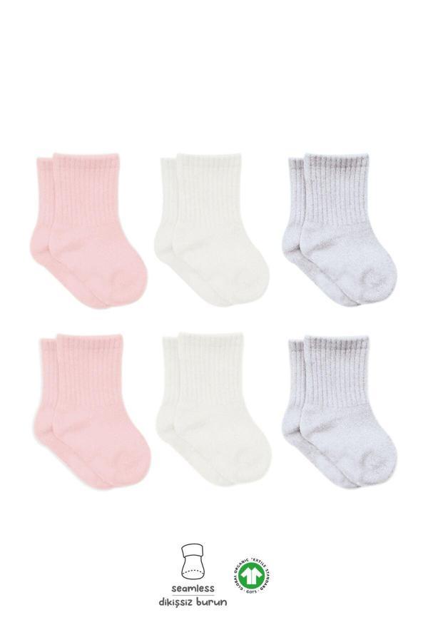 Bistyle Basic Penye Soket Çorap 6'Lı BS10101B Pembe Ekru Gri - Image 1