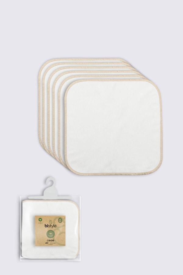 Bistyle Organik 28x28 6'Lı Penye Mendil 90103 Ekru - Image 1