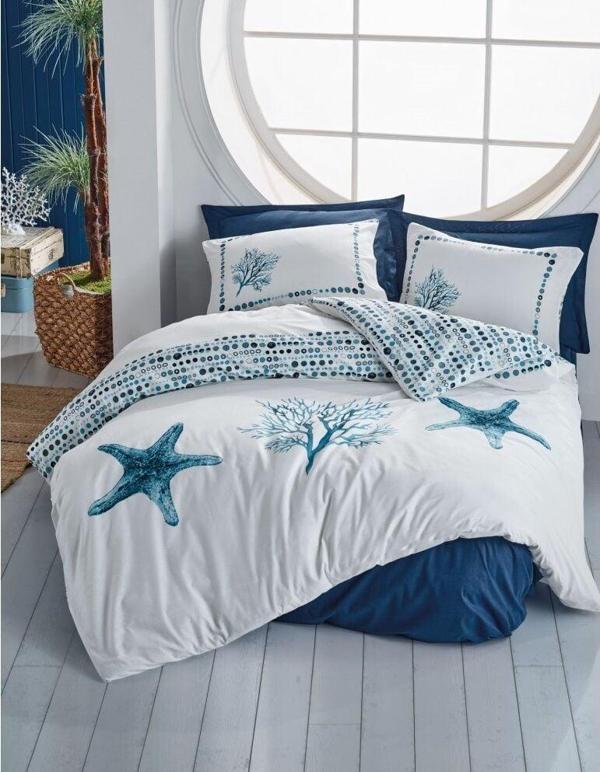 Cotton Box Maritime Ranforce Nevresim Takımı Tek Kişilik Star Lacivert - Image 1