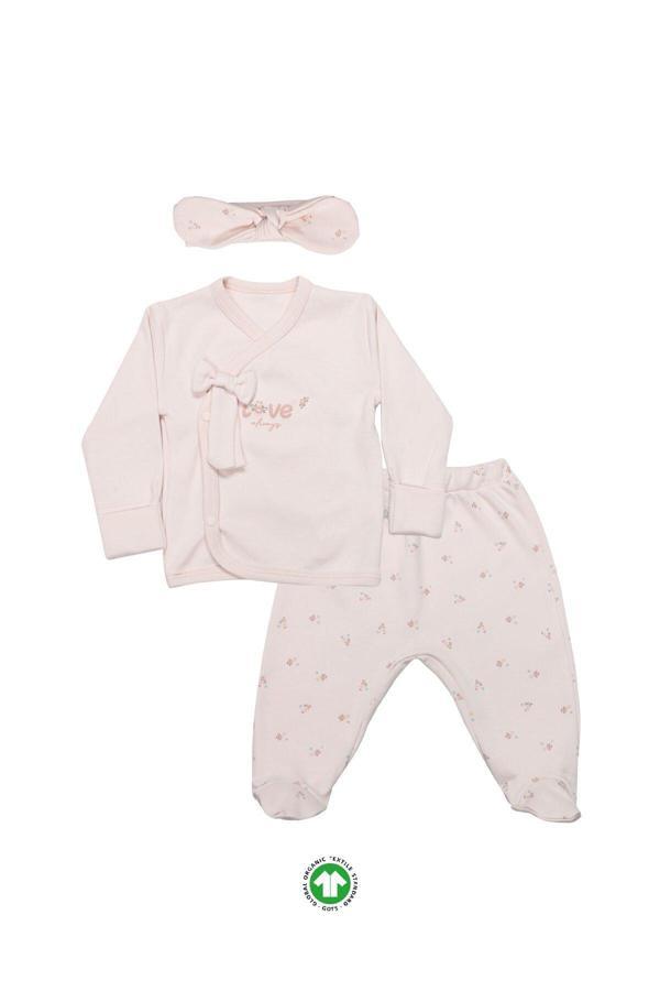 Bistyle 3Lü Zıbın Takım Grow İn Love 13102 Pembe Ekru - Image 1