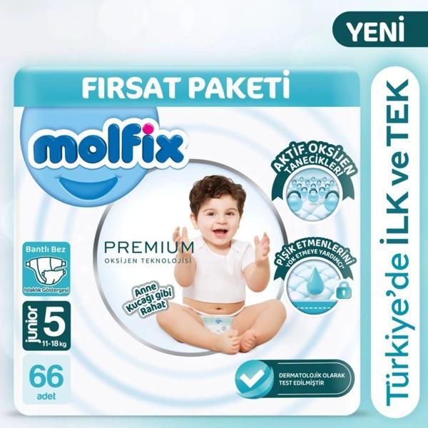 Molfix Premium Bebek Bezi Ultra Fırsat Paketi 5 Beden 11-18 Kg 66 Adet - Image 1