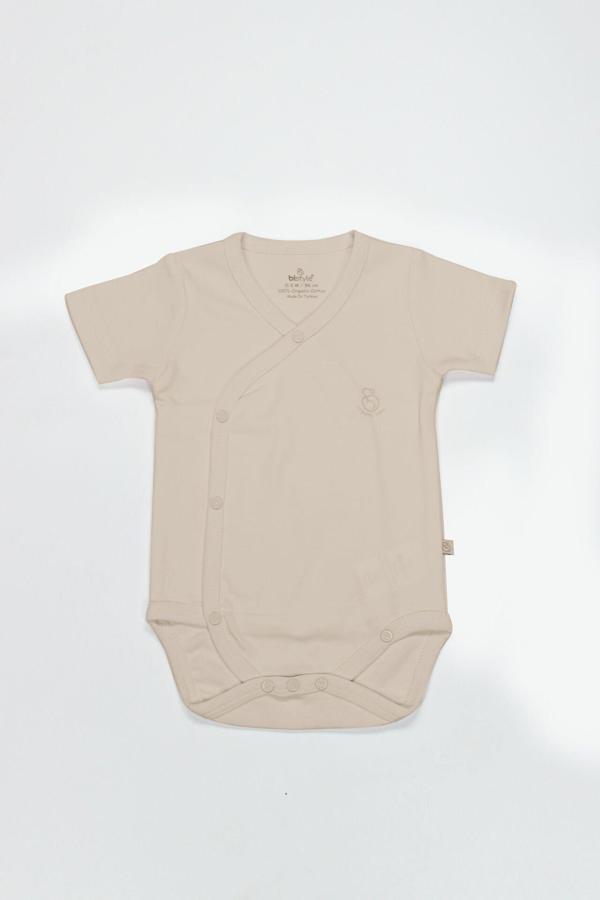 Bistyle Organik Natural Basic Style Kruvaze Yarım Kol Body BS17101 Bej - Image 1