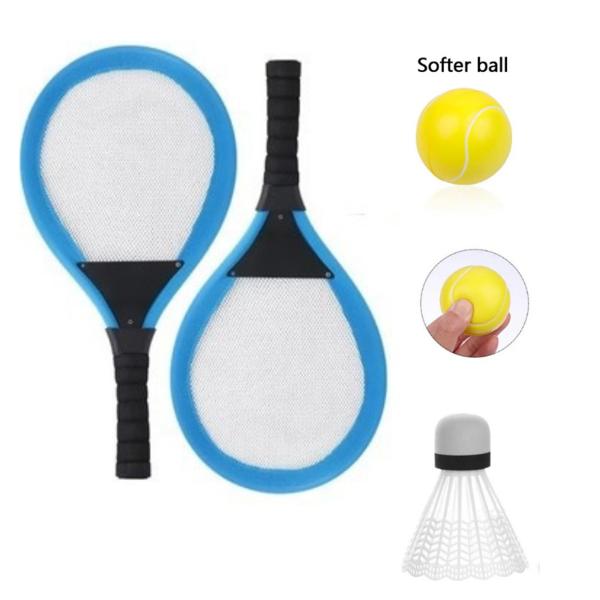 Badminton Seti ve Soft Tenis Topu - RKT-35 - Mavi - Image 1