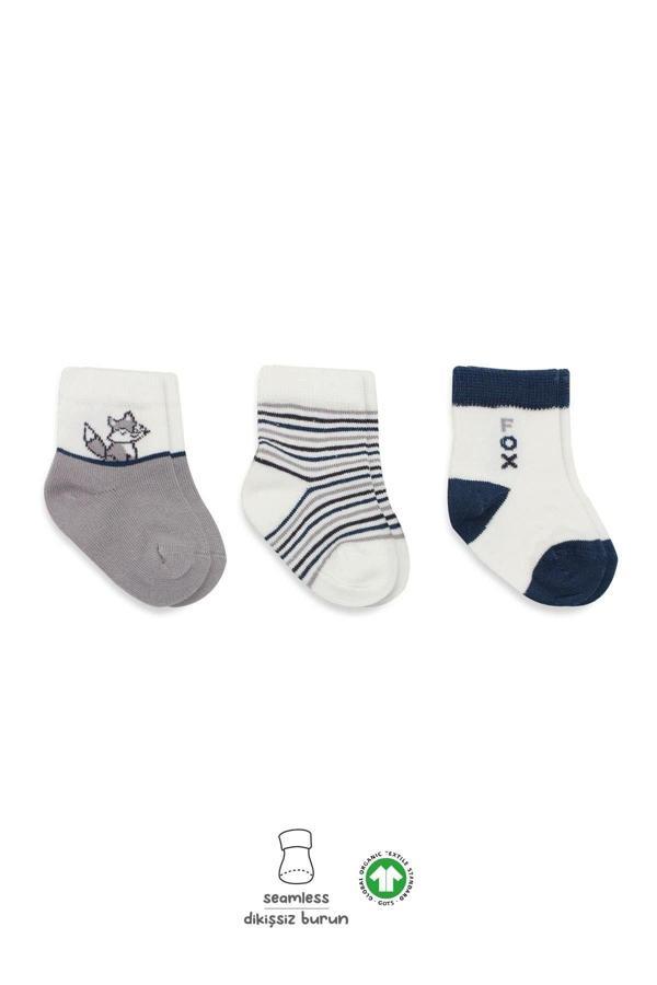 Bistyle 3'Lü Penye Soket Çorap BS10109 Gri - Image 1