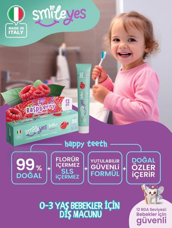 Smileyes Baby Diş Macunu 0-3 Yaş 30 ml Raspberry - Image 1
