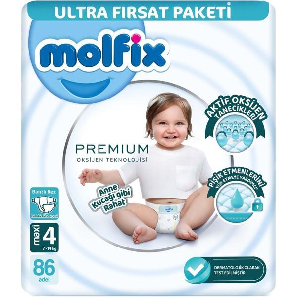 Molfix Premium Bebek Bezi Ultra Fırsat Paketi 4 Beden 7-14 Kg 86 Adet - Image 1