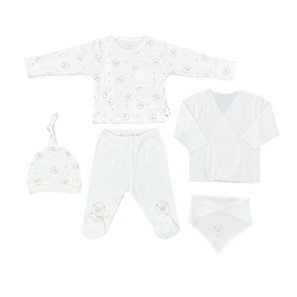 Andywawa AC25560 Newborn Set Tinny Ships 5'Li Hastane Çıkışı Ekru - Image 1