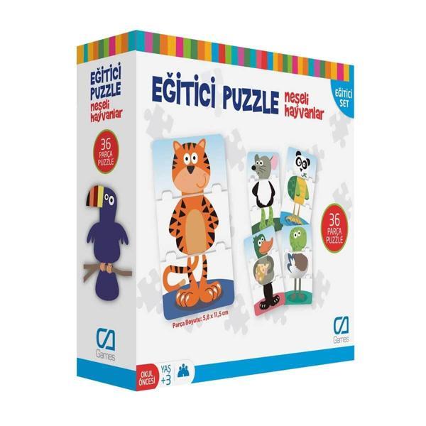 Games Eğitici Puzzle Neşeli Hayvanlar 36 Parça - Image 1