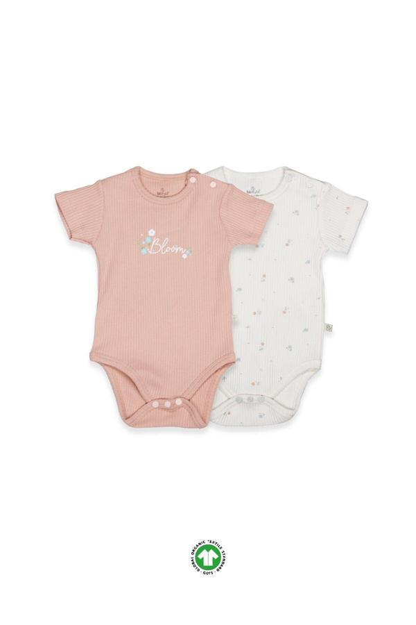 Bistyle Flying Bloom White Yarım Kol 2'Li Body 17118 Ekru Gül Kurusu - Image 1