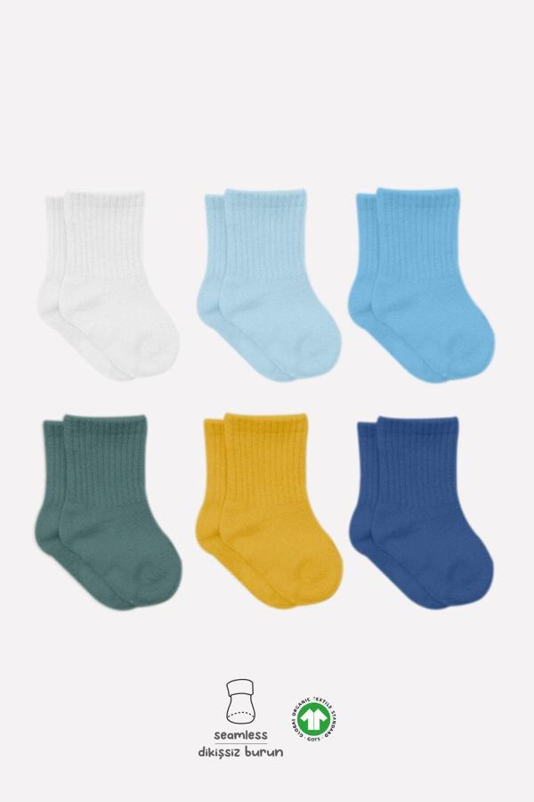 Bistyle Mix Penye Soket Çorap 6'Lı BS10101M Turkuaz - Image 1